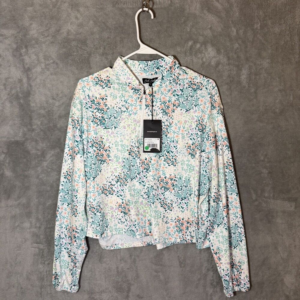 NWT Bad Birdie Spring Has Sprung Women XL Floral Golf Long Sleeve Quarter Zip